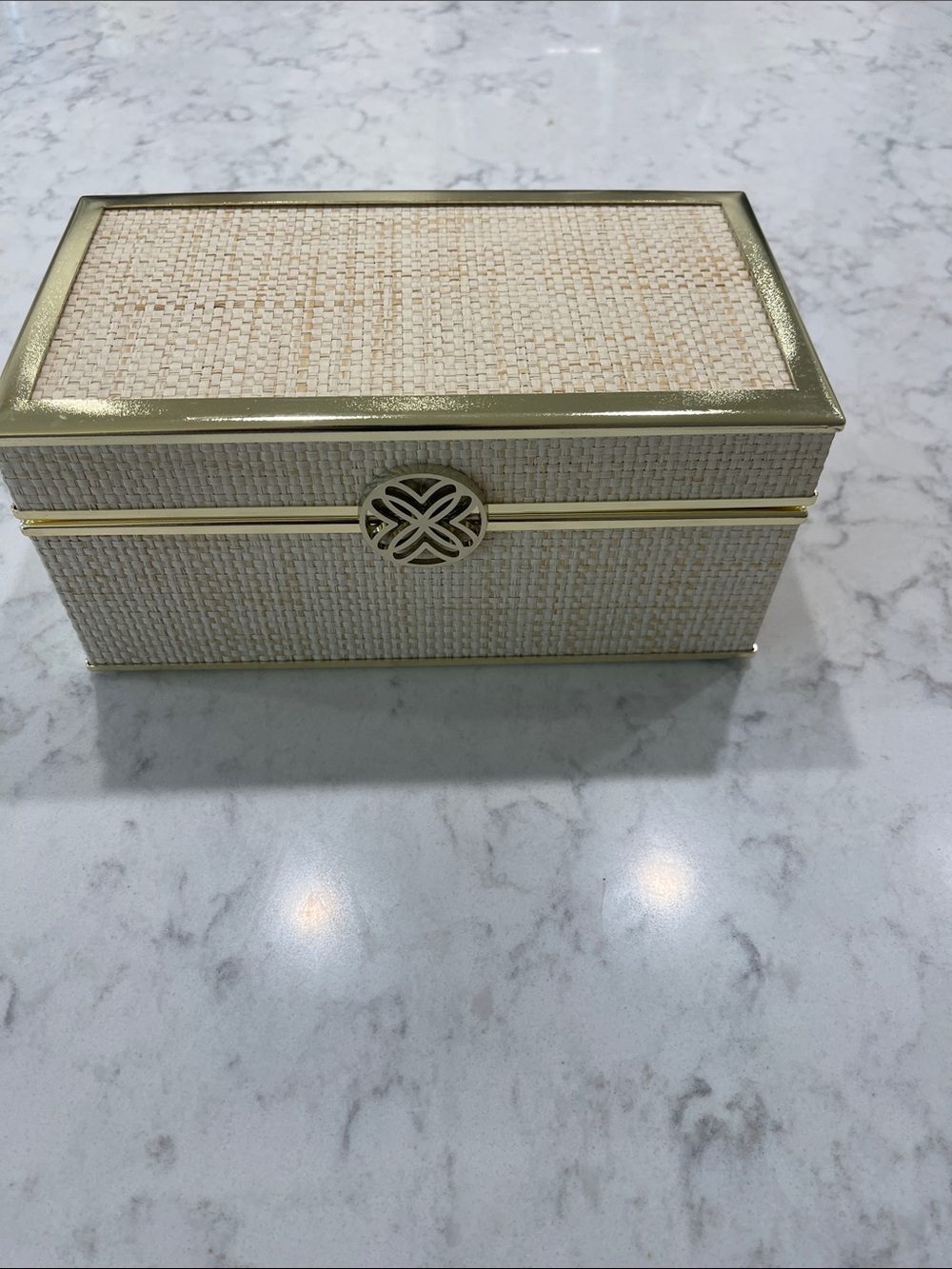 Lilly Pulitzer for PB Teen Cream Woven Accent Box with Gold Hardware